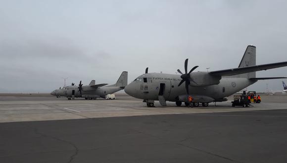 Un avión de la Fuerza Aérea del Perú (FAP) trasladó desde el Callao, los más de 1 438 kilogramos de ayuda contra la COVID-19. (Foto: Mindef)
