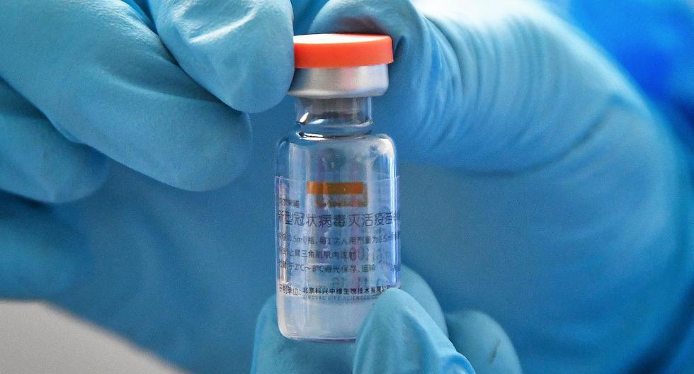 Un trabajador médico muestra un vial de la vacuna Sinovac Biotech contra el coronavirus COVID-19 en un centro de salud en Yantai, en la provincia de Shandong, en el este de China. (Foto: AFP).