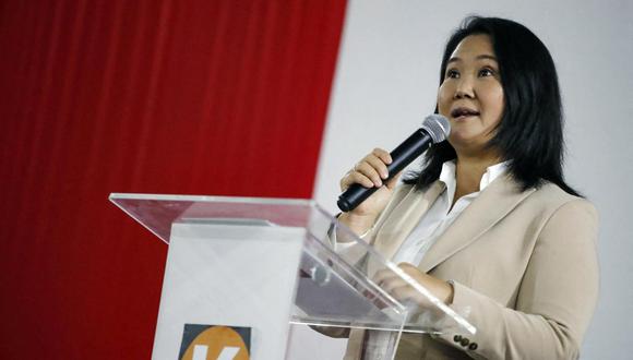 La lideresa de Fuerza Popular, Keiko Fujimori, aseguró que se aprobó realizar “otro tipo de medidas” ante la situación de su padre que “es delicada”.  (Foto archivo / AFP / ANDINA / Juan Carlos GUZMAN)