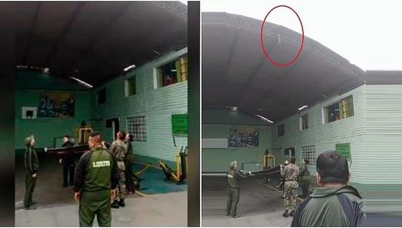 Militares peruanos salvan vida a gatito que estuvo colgado del techo (VIDEO)