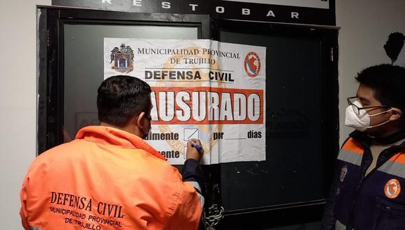 Municipalidad Provincial de Trujillo señaló que negocios no contaban con el certificado de Defensa Civil y presentaban deficiencias en el sistema eléctrico.