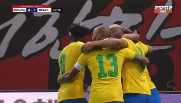 Gol de Richarlison para el 1-0 del Brasil vs. Corea del Sur en partido amistoso. (Foto: ESPN)