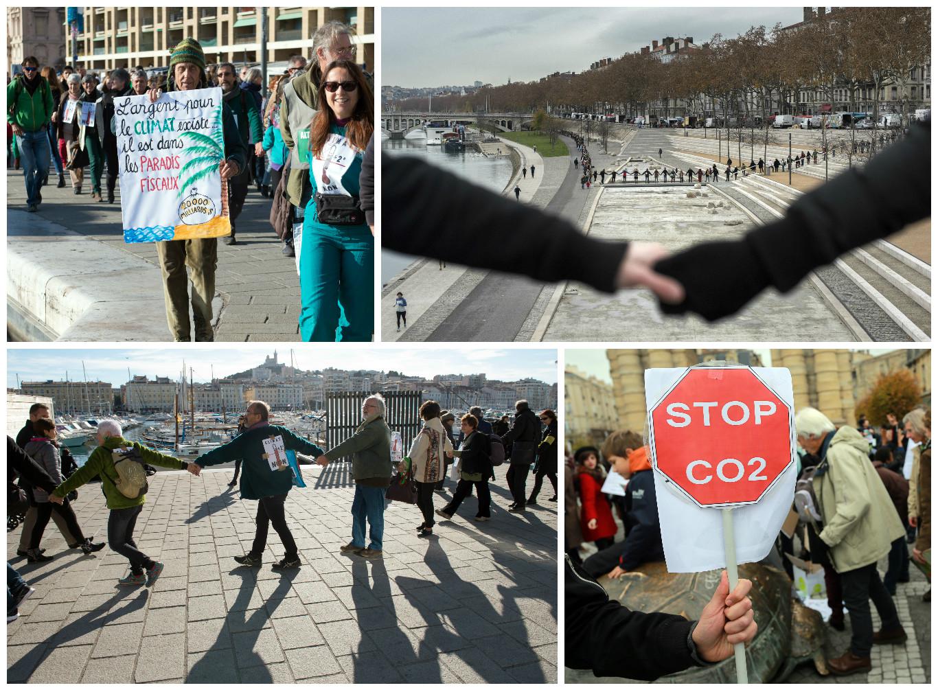 COP21: Cadena humana en París denuncia el "estado de emergencia climático"