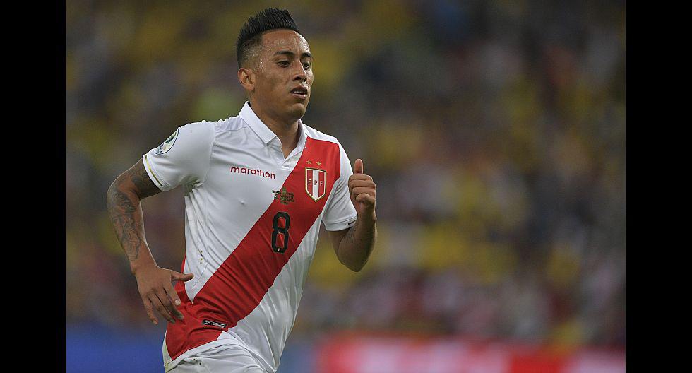 Peru's Christian Cueva is pictured during the Copa America football tournament final match against Brazil at Maracana Stadium in Rio de Janeiro, Brazil, on July 7, 2019. (Photo by Carl DE SOUZA / AFP)