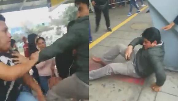 Dos sujetos se agarran a golpes en la estación Naranjal del Metropolitano (VIDEO)