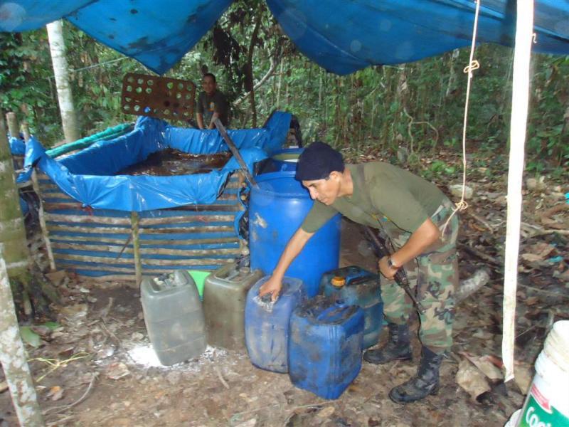 Agentes Antidrogas de Tingo María destruyen 6 laboratorios de PBC