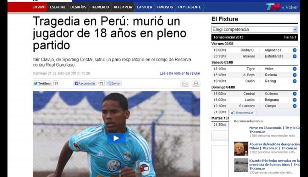 Así informó la prensa internacional sobre la muerte de Yair Clavijo