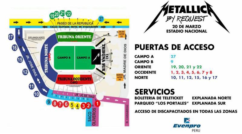 Metallica en Lima: estos son los accesos al concierto