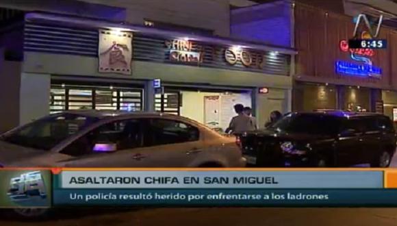 ​Un policía herido deja asalto a chifa en San Miguel