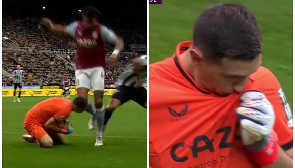 'Dibu' Martínez fue reemplazado en Aston Villa tras recibir un golpe en la cabeza. (Foto: Captura)