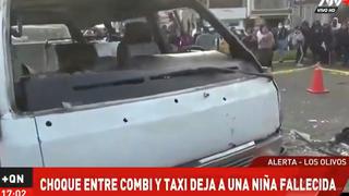 Los Olivos: niña de 10 años murió tras el choque de combi y taxi cuando regresaba a su casa