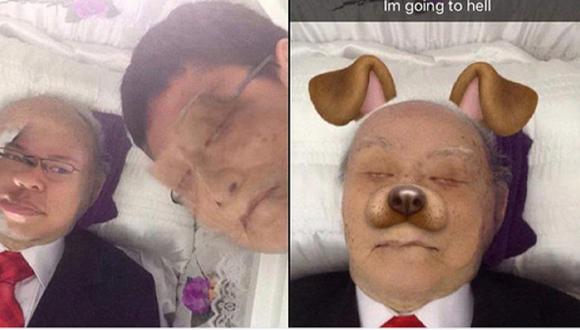 Sorprendente: Sujeto usa Snapchat en funeral e intercambia su rostro con el muerto