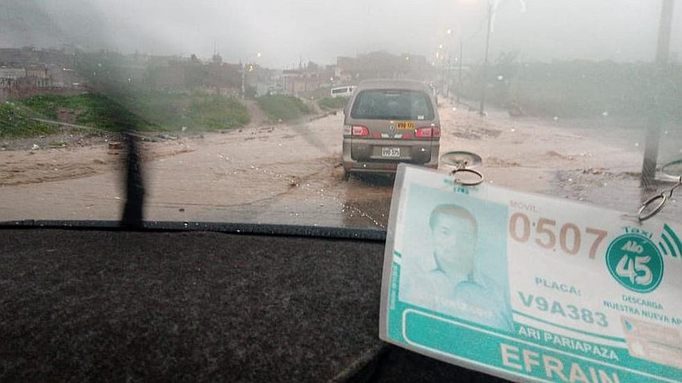 Intensa lluvia causa inundaciones en calles y bypass de Arequipa (FOTOS)