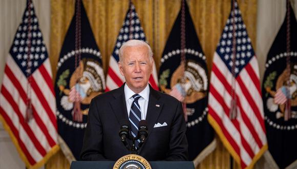 El presidente de Estados Unidos, Joe Biden, habla en el East Room de la Casa Blanca, en Washington, DC, el 18 de agosto de 2021. (EFE / EPA / Pete Marovich).