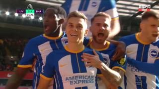 Liverpool sufre en casa: gol de Trossard para la ventaja 1-0 de Brighton (VIDEO)