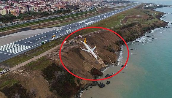 Avión con 162 pasajeros terminó peligrosamente al borde del precipicio (VIDEO)