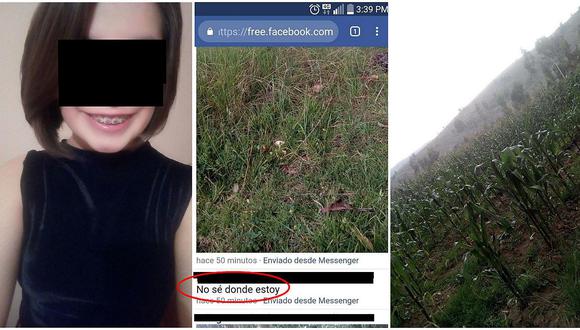 Adolescente es secuestrada pero logra subir fotos a Facebook del lugar donde estaba 