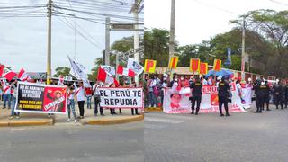 Con protestas reciben al presidente Pedro Castillo en Piura