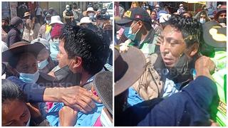 Huancayo: En protesta arrojan huevos, le ponen pollera a gerente municipal y alcalde logra escapar (VIDEO)