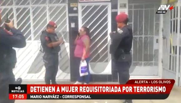 Detienen a mujer requisitoriada por terrorismo en Los Olivos (VIDEO)