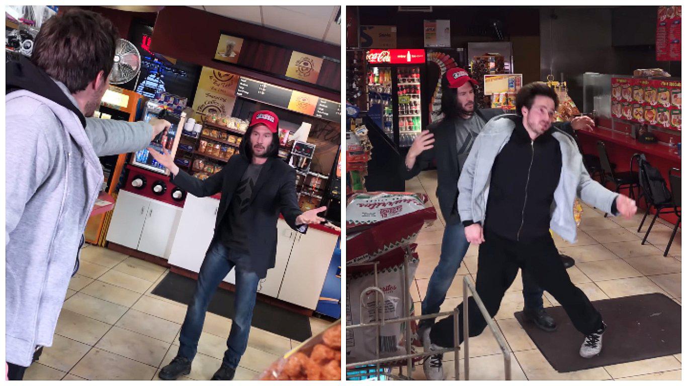 Keanu Reeves enfrenta a delincuente armado al estilo de 'John Wick' (VIDEO)