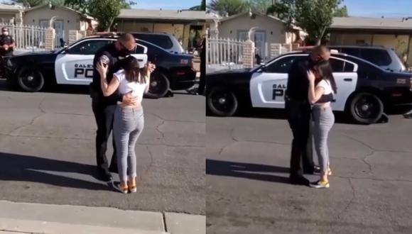 El policía bailando con su hija por sus 15 años. Foto: Captura de pantalla.