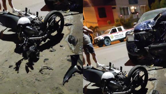 El motociclista Darwin Guevara Chinguel fue internado en el hospital Jamo. En tanto, Percy Saldaña Lobato fue detenido por los policías.