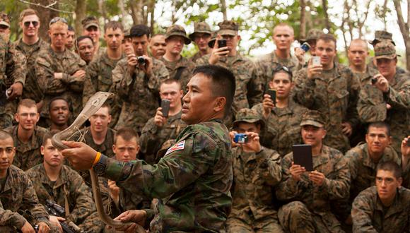 Militares de EE.UU. participan en entrenamiento extremo comiendo escorpiones y tarántulas (FOTOS)