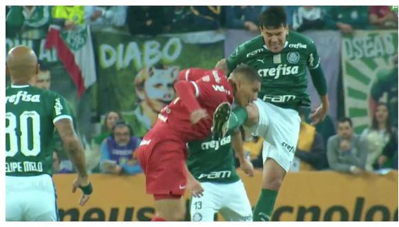 ​Paolo Guerrero sufrió fuerte golpe durante el Palmeiras vs Internacional (VIDEO)