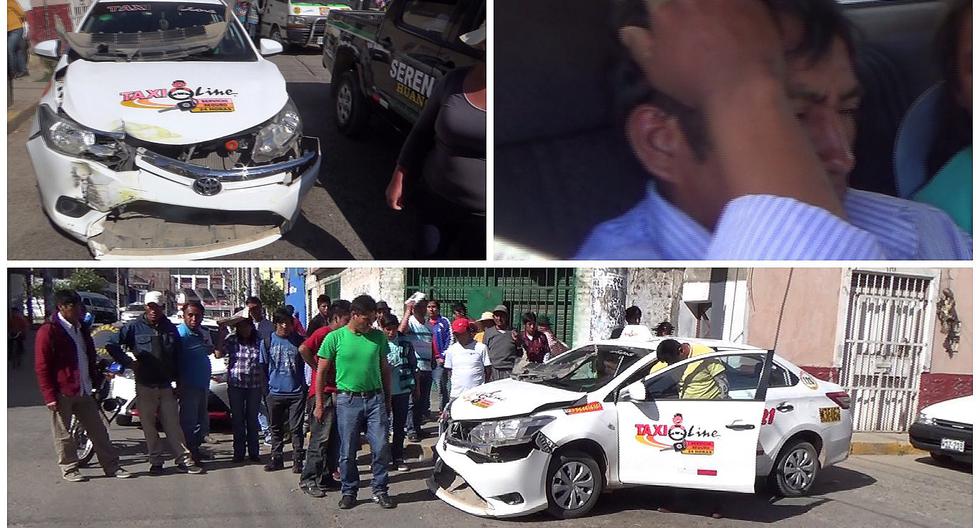 Un herido deja choque de combi con auto en el centro de Huancayo (VIDEO