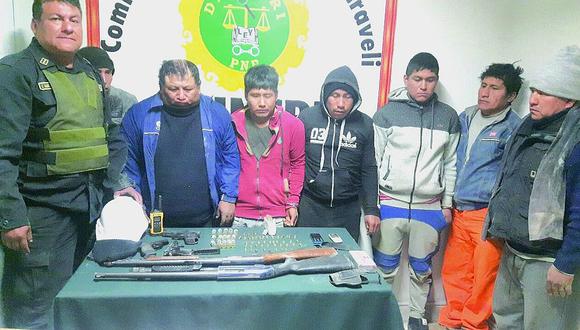 Arequipa: Ocho mineros artesanales detenidos por portar armas de fuego