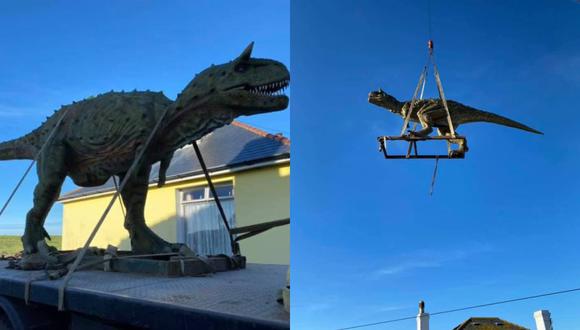 Padre pidió un juguete de dinosaurio para su hijo pero recibió uno de casi seis metros de altura (FOTOS)