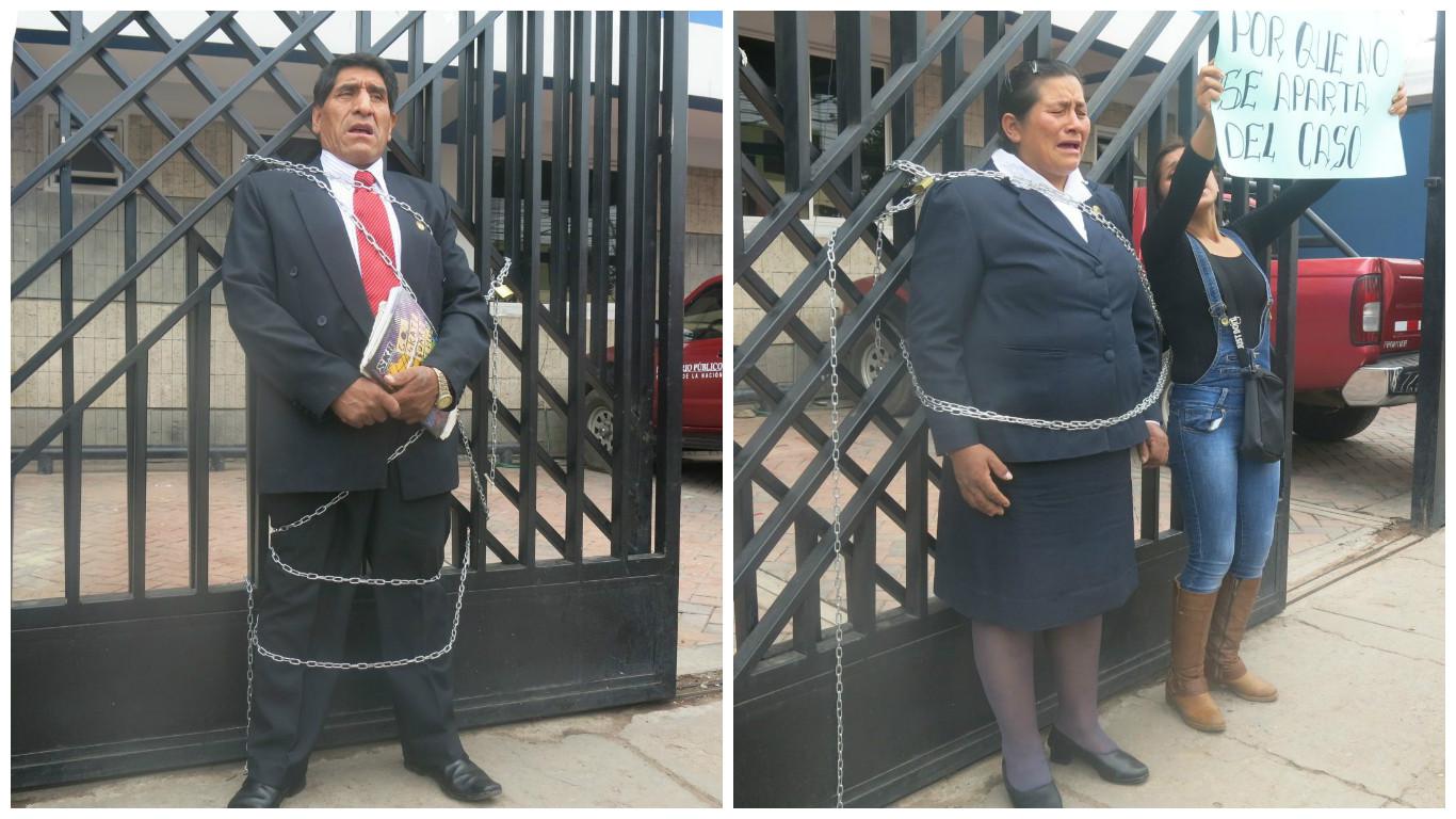 Padres de ´Carloncho´se encadenaron en el Ministerio Público 