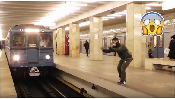 YouTube: increíble salto extremo en estación de tren desconcierta a cibernautas (VIDEO)