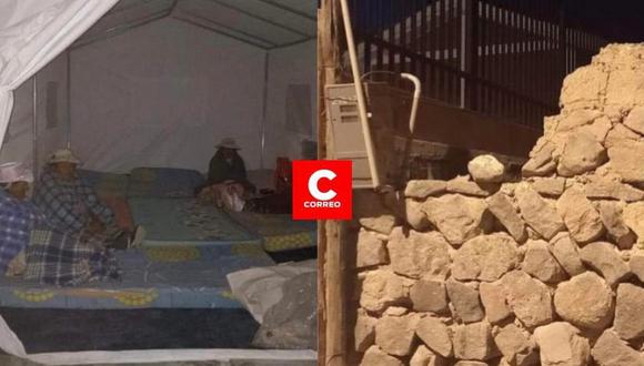 Pobladores deben dormir en la plaza de Achoma por temblores. (Foto: Difusión)
