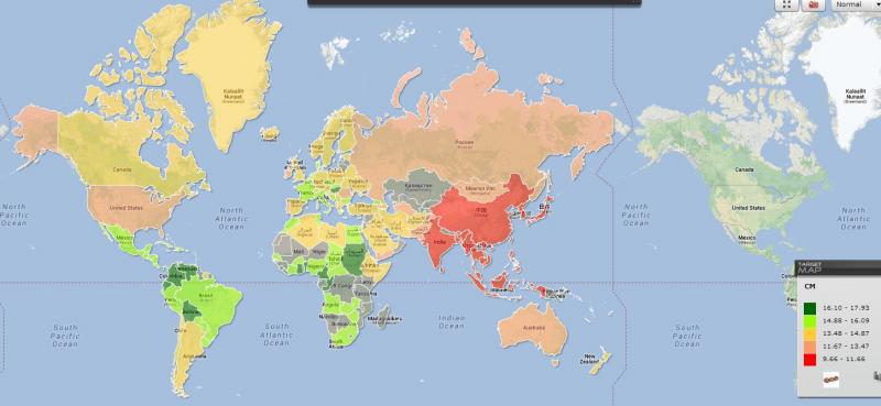 Mira el mapamundi del tamaño de los penes
