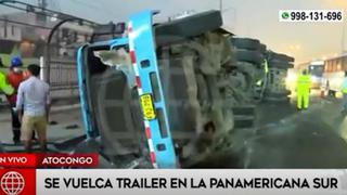 Panamericana Sur: reportan congestión vehicular cerca al puente Atocongo tras despiste de tráiler (VIDEO)