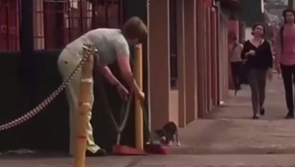 Facebook: Indignación por dueña de veterinaria abandona a cachorro en la calle (VIDEO)