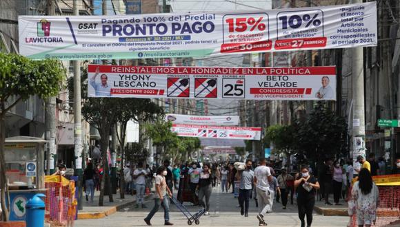 Calles de Gamarra lucen plagadas de propaganda electoral de diferentes candidatos al Congreso. (Foto referencial: Lino Chipana / GEC)