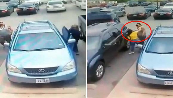 Hombre da brutal golpiza a mujer por un estacionamiento (FOTOS)