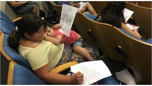 Facebook: alumna rinde examen con su hija en brazos y emociona en las redes sociales