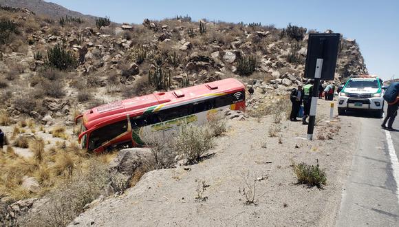 El bus interprovincial de la empresa de transportes San Cristóbal del Sur que llevaba consigo a 19 pasajeros cuando ocurrió el accidente. (Foto: Difusión)