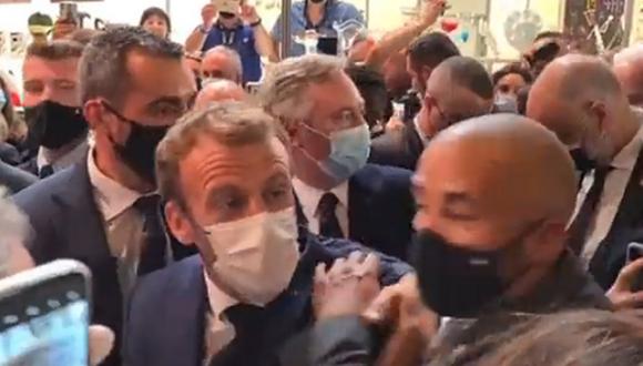El presidente de Francia fue atacado durante un evento en Lyon. (Foto: Twitter)