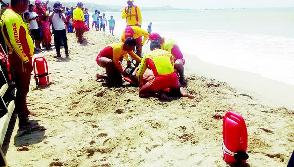 Dos personas se salvan de morir ahogadas en las playas de Tumbes