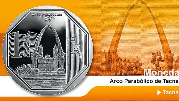 BCR presenta este 4 de noviembre en Tacna moneda conmemorativa con la imagen de Arco Parabólico y Catedral