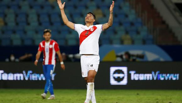Perú clasificó a las semifinales de la Copa América 2020 tras vencer en cuartos de final a Paraguay en el estadio Olímpico Pedro Ludovico Teixeira, en Goiania (Brasil). (EFE/ Alberto Valdes)