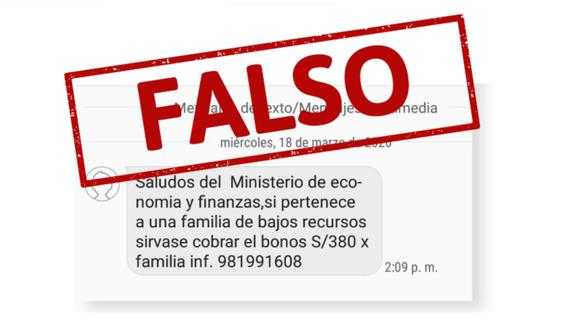 MEF advierte que mensajes de texto que ofrecen bonos de 380 soles son falsos. (Foto: Twitter)