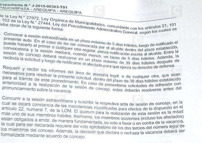 Concejo Municipal de Paucarpata decidirá vacancia de alcalde