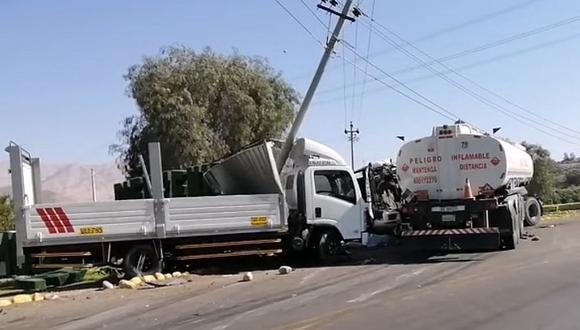 Tres heridos en choque de cisterna y camión en Moquegua