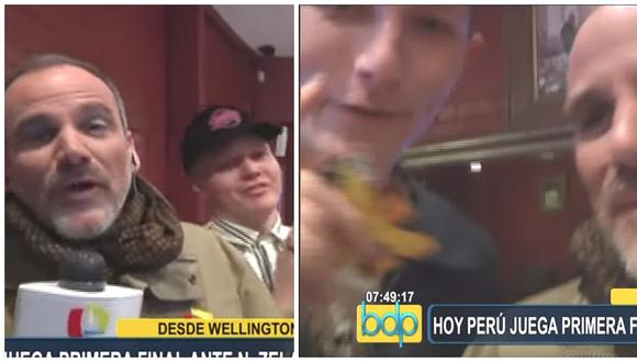 Perú vs. Nueva Zelanda: periodista peruano es agredido por hinchas 'kiwis' en pleno enlace (VIDEO)